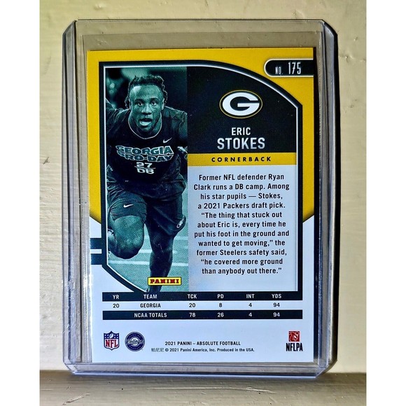 Eric Stokes 2021 Panini NFL Absolute Rookie Football #175 Card - Picture 2 of 2